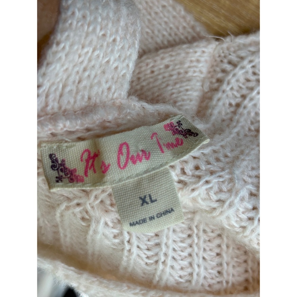 It's Our Time‎ Sweater Pink Crisscross Back V-Neck Chunky Knit XL - Picture 4 of 6